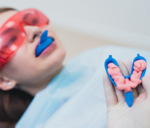 Patient receiving fluoride treatment