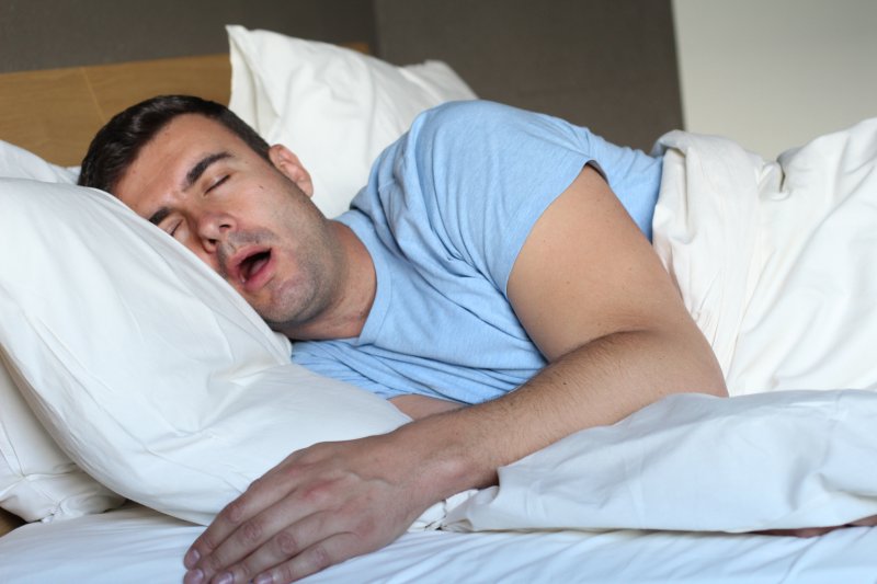 Patient with sleep apnea snoring